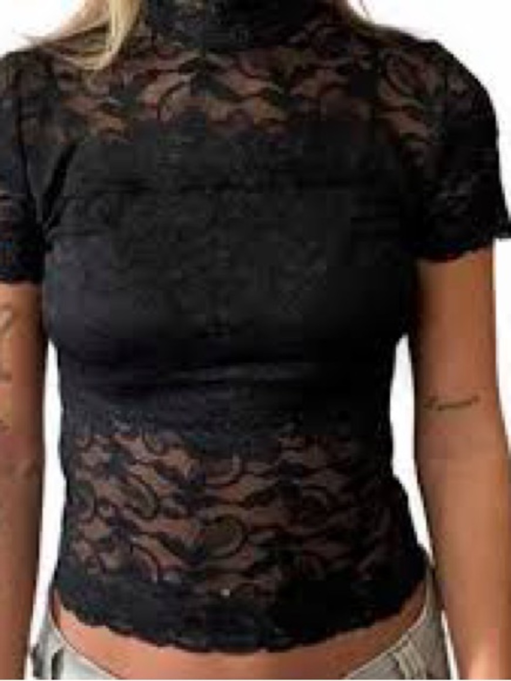 GUESS Lace Short Sleeve Top